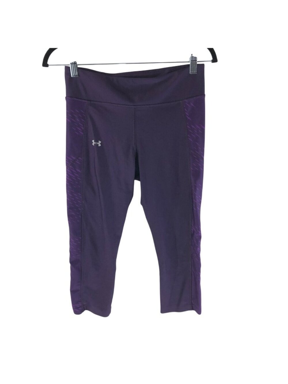Under Armour Womens 19” Printed Running Crop Leggings Stretch Purple Size S